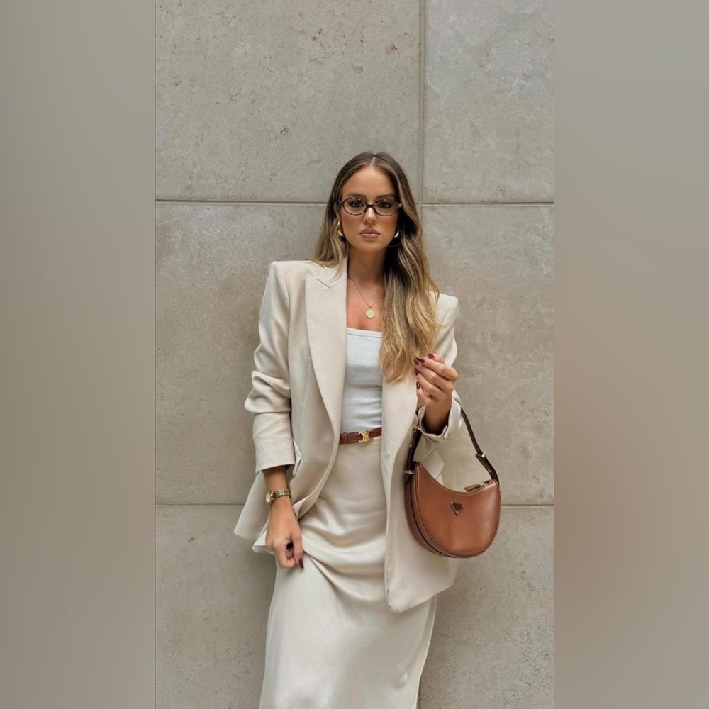 ZARA NEW SATIN EFFECT MIDI SKIRT - Picture 7 of 16